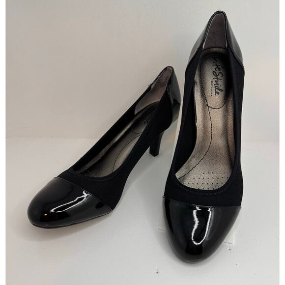 Life Stride Soft System Parigi Pumps 8.5 M Black Patent/Microsuede Comfort Heel - Picture 3 of 10